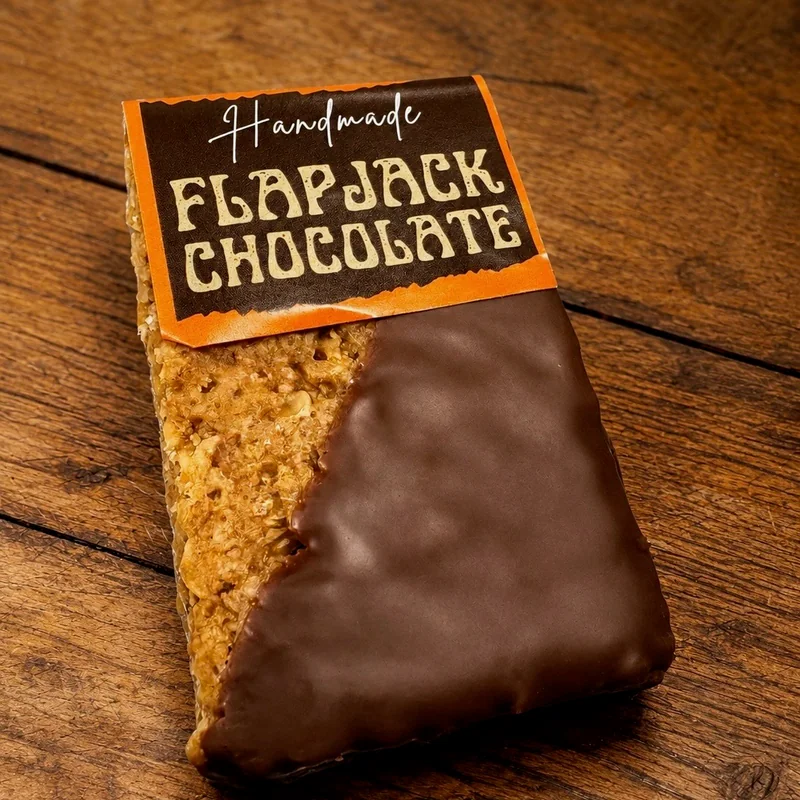 Chocolate-coated handmade flapjack from Wedges Bakery