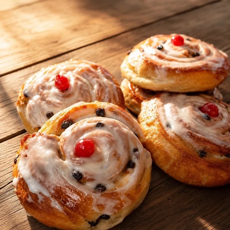 Freshly baked iced Danish pastries from Wedges Bakery