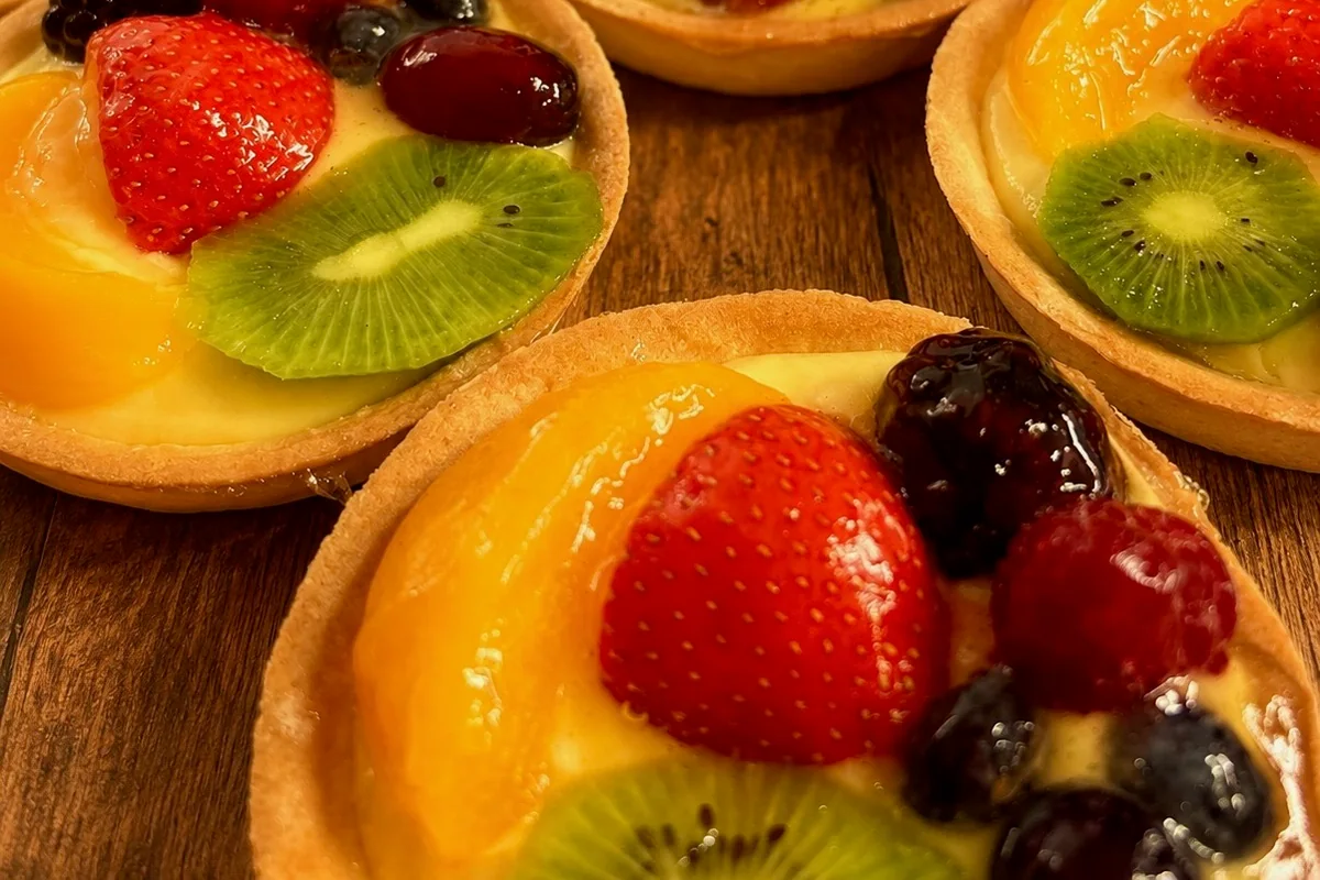 Fresh fruit tarts from Wedges Bakery
