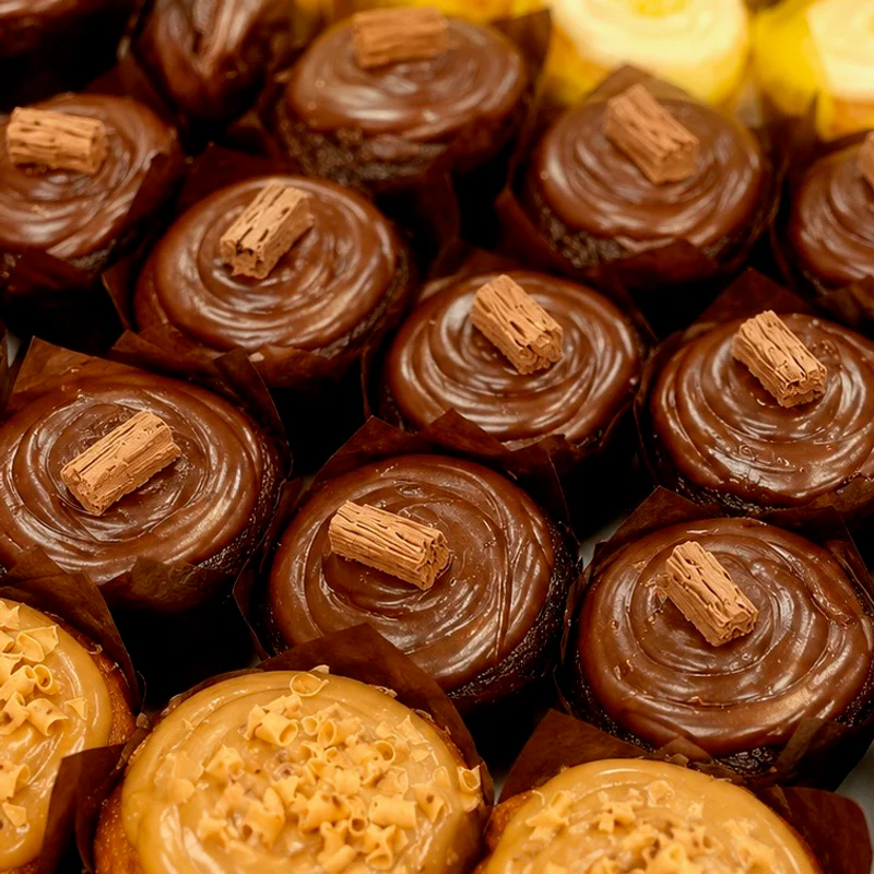 A selection of chocolate, fudge and lemon muffins from Wedges Bakery