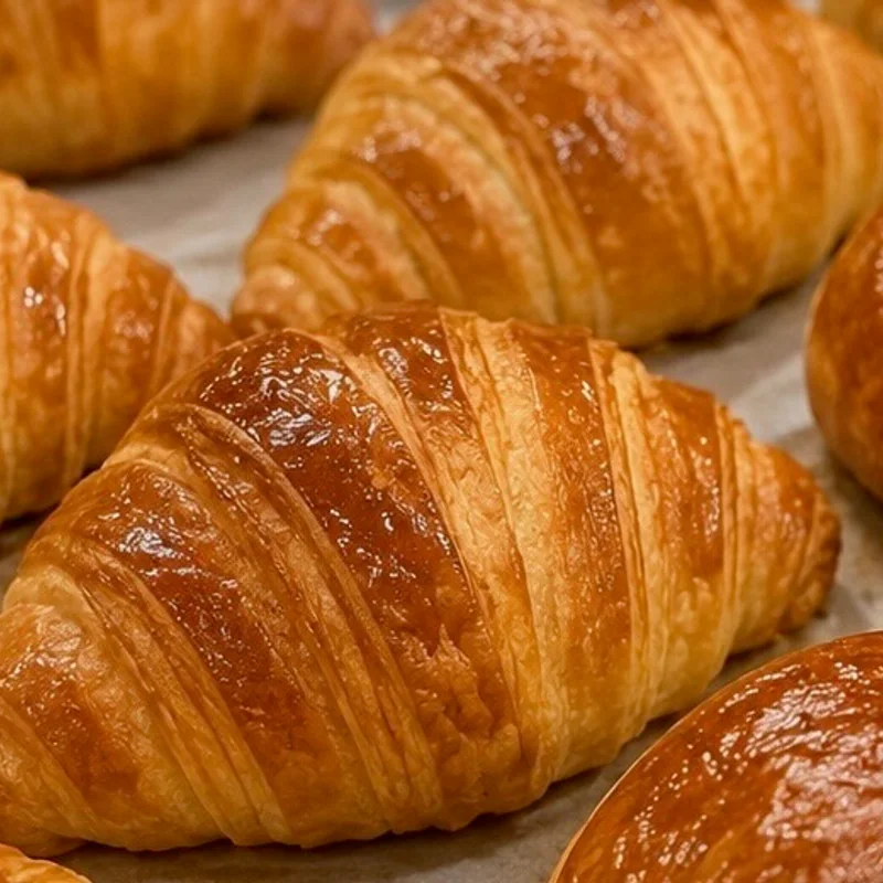 Freshly baked plain croissants from Wedges Bakery