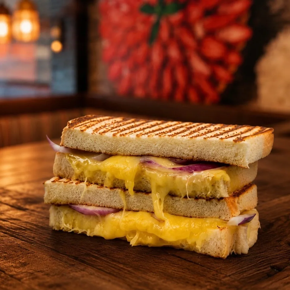 Wedges Bakery cheese and red onion toastie