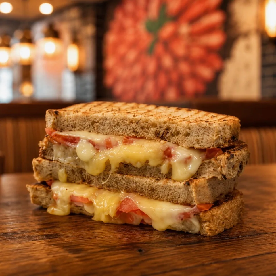 Wedges Bakery cheese and tomato toastie