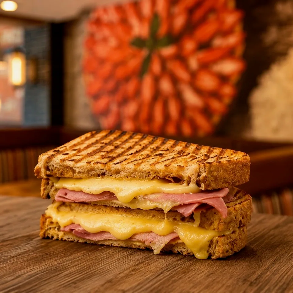 Wedges Bakery ham and cheese toastie